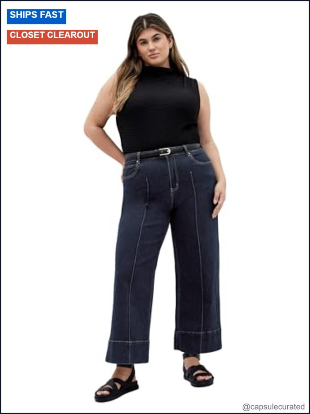 Plus Size High Rise Cropped Relaxed Fit Jean